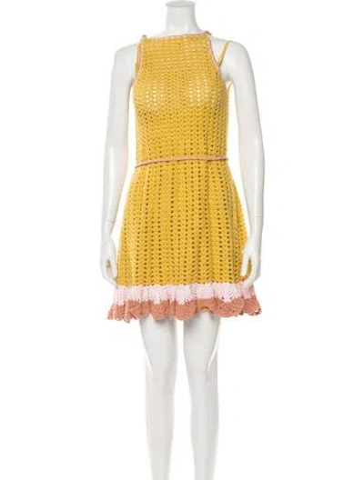 Pre-owned Zimmermann Colorblock Pattern Mini Dress In Yellow