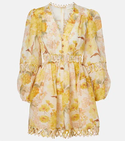 Zimmermann Como Floral Linen And Silk Minidress In Multi