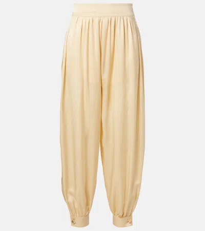 Zimmermann Como Silk Satin Tapered Pants In Nude