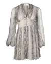Zimmermann Corsage Long-sleeve Fluted Romper In Snake-print Silk In Multi