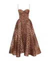 Zimmermann Crush Paneled Cheetah Print Midi Dress In Brown