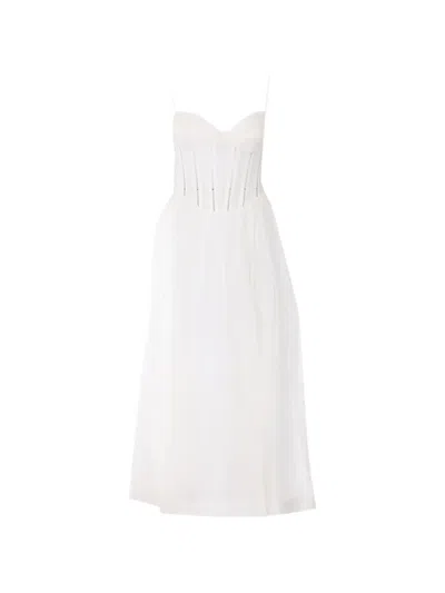Zimmermann Luna Corset Midi Dress In White