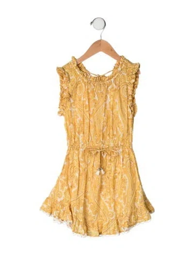 Pre-owned Zimmermann Babies' Cotton All Over Print Dress In Yellow
