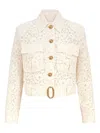 Zimmermann Illuminate Belted Cropped Cotton-blend Corded Lace Jacket