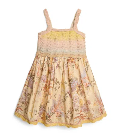 ZIMMERMANN COTTON-BLEND TALLOW KNITTED DRESS