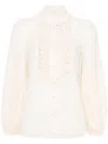 Zimmermann Womens Ivory Lucky Embroidered Cotton Blouse