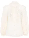 Zimmermann Womens Ivory Lucky Embroidered Cotton Blouse In Beige