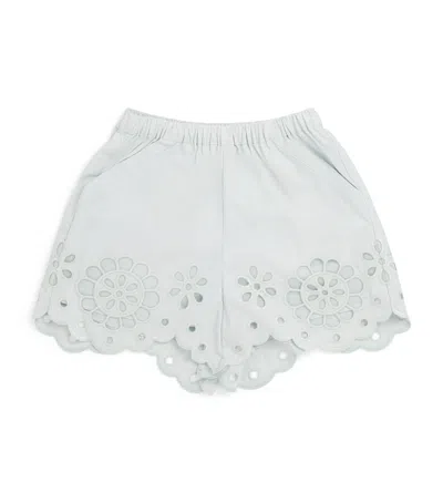 Zimmermann Kids' Cotton Broderie Awaken Shorts In Blue