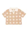 Zimmermann Cotton Crochet Cascadian Polo Shirt In Brown