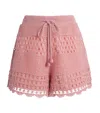 Zimmermann Cotton Crochet Wanderlust Shorts In Pink