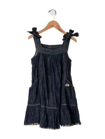 Pre-owned Zimmermann Kids' Cotton Denim Dress In Blue