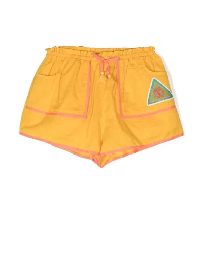 Zimmermann Kids' Cotton Drawstring-waist Shorts In Yellow