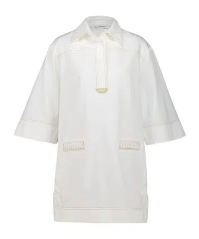 Zimmermann Roselight Paneled Denim Mini Dress In White