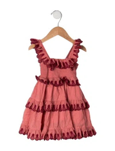 Pre-owned Zimmermann Babies' Cotton Embroidered Accent Sleeveless Dress In Pink