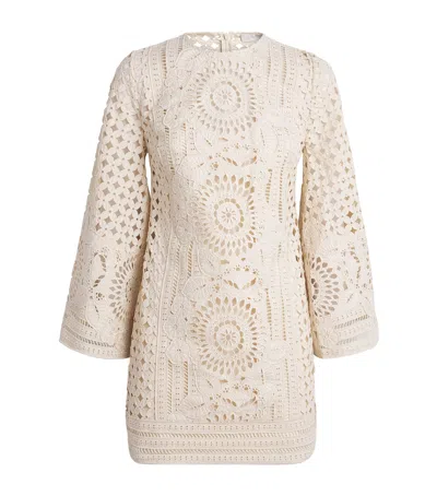 Zimmermann Cotton Embroidered Indra Mini Dress In White