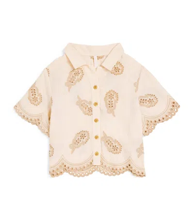 Zimmermann Kids' Cotton Embroidered Rhiannon Shirt In Neutral