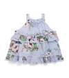 Zimmermann Girl's Everley Tiered Floral-print Top In Blue