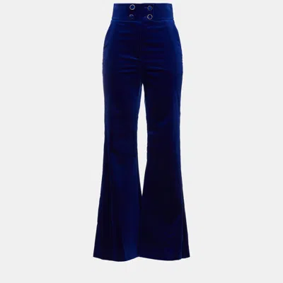 Pre-owned Zimmermann Cotton Flared Pants Size Au 1 In Blue