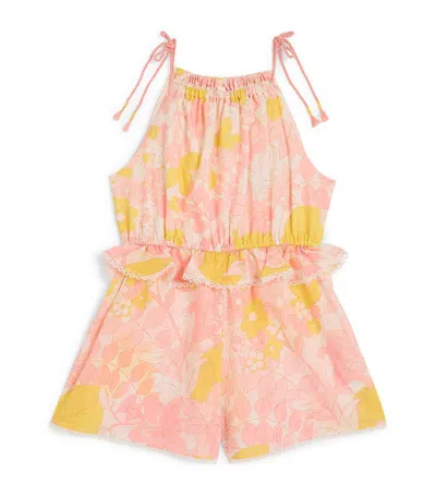 Zimmermann Kids' Girls Pink & Yellow Floral Cotton Playsuit