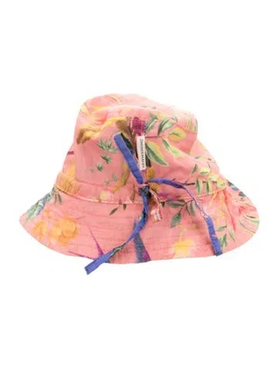 Pre-owned Zimmermann Babies' Cotton Floral Print Bucket Hat In Pink