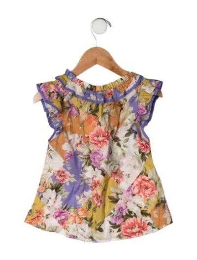 Pre-owned Zimmermann Babies' Cotton Floral Print Skirt In Purple