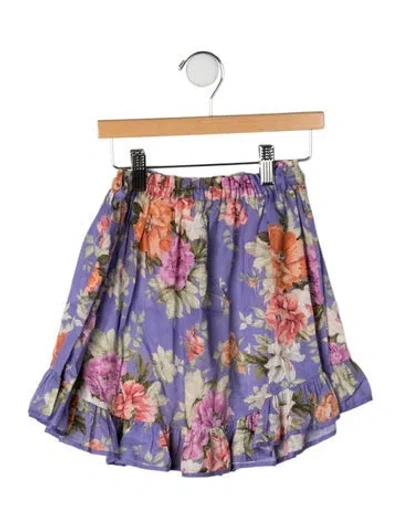 Pre-owned Zimmermann Babies' Cotton Floral Print Skirt In Purple