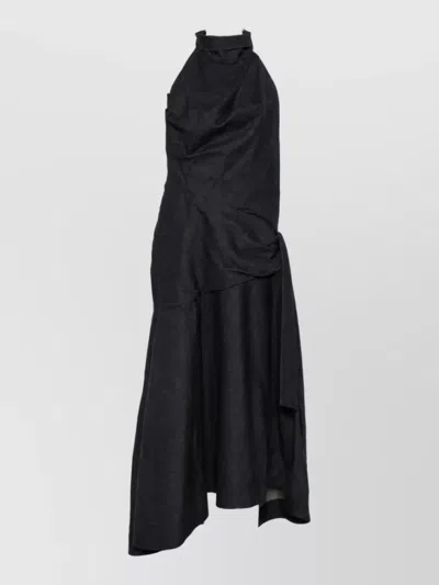 Zimmermann Cotton Halterneck Draped Asymmetric Maxi Dress
