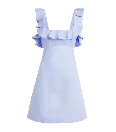 Zimmermann Cotton Indria Ruffled Mini Dress In Blue