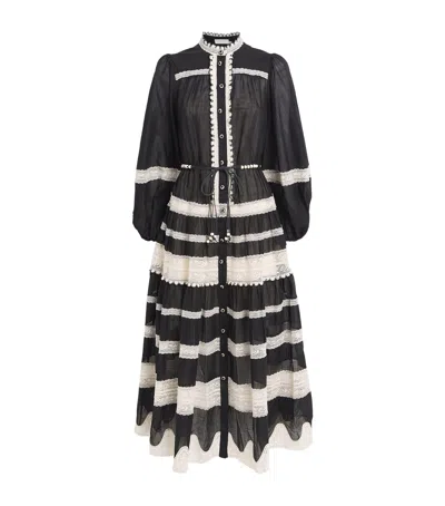 ZIMMERMANN COTTON LACE-INSERT RHIANNON MIDI DRESS