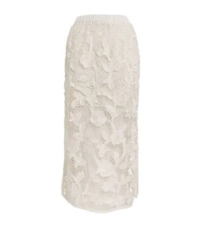Zimmermann Cotton Lace Midi Skirt In White