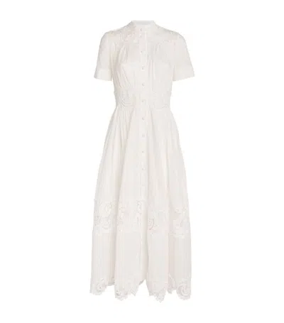 Zimmermann Cotton Lace-trim Midi Dress In Ivory