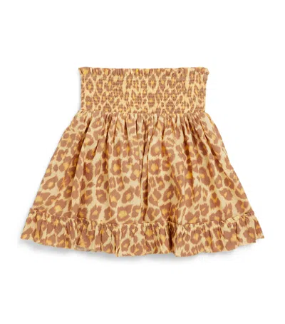 Zimmermann Kids' Cotton Leopard Print Skirt In Brown