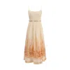 Zimmermann Wanderlust Corset Midi Dress In Coral Toile In Brown