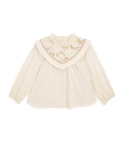 Zimmermann Kids' Cotton Lucky Broderie Top In Beige