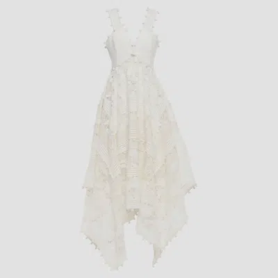 Pre-owned Zimmermann Cotton Midi Dress 1 In White