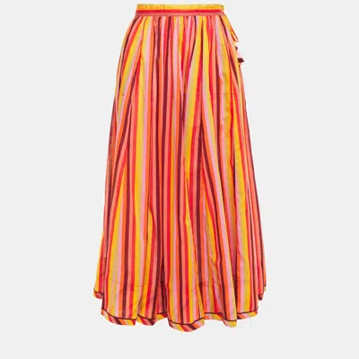 Pre-owned Zimmermann Cotton Midi Skirt 2 In Orange