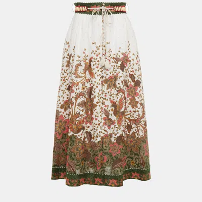 Pre-owned Zimmermann Cotton Midi Skirt 3 In White