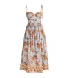 Zimmermann Womens Blue Jacobean Aster Corseted Printed Cotton Midi Dress In Multi