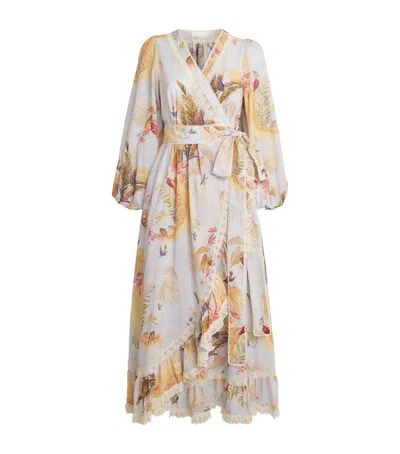 Zimmermann Cotton Palm Ascension Midi Wrap Dress