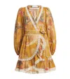 Zimmermann Ascension Lace-trimmed Tiered Printed Cotton-voile Mini Wrap Dress
