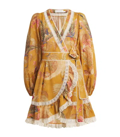 Zimmermann Cotton Palm Ascension Mini Wrap Dress