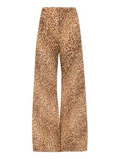 ZIMMERMANN WIDE LEG PANTS WITH ANIMAL PRINT