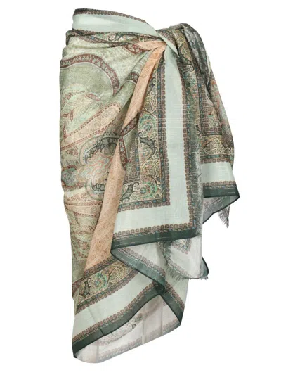 Zimmermann Cotton Pareo Skirts Multicolor In Green