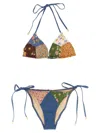 Zimmermann Cotton Patchwork Bikini In Blue
