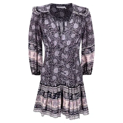 Pre-owned Zimmermann Cotton Printed Ruffle Dress In Gray