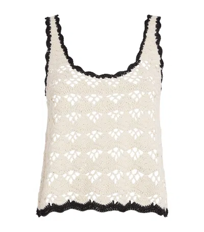 Zimmermann Cotton Rhiannon Crochet Tank Top In Crbl - Creamblack