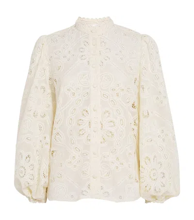 Zimmermann Cotton Rhiannon Embroidered Blouse In White
