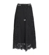 Zimmermann Zim Rhiannon Embroidered Scallop Hem Wblt Midi Skirt Black In Black