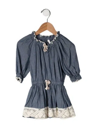 Pre-owned Zimmermann Babies' Cotton Short Sleeve Dress In Blue/neutrals