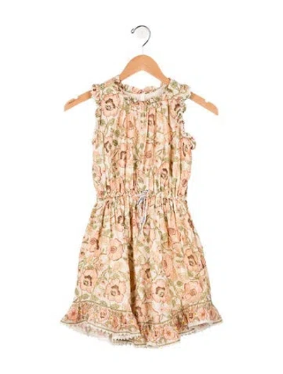 Pre-owned Zimmermann Kids' Cotton Short Sleeve Dress In Neutrals